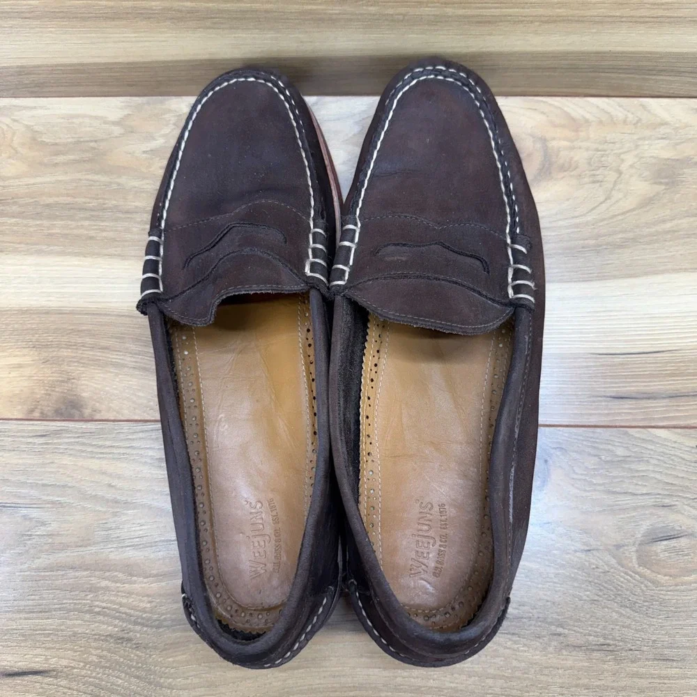 Weejuns GH Bass‎ Waldo Mens 13 D Mocha Brown Nubuck Loafer